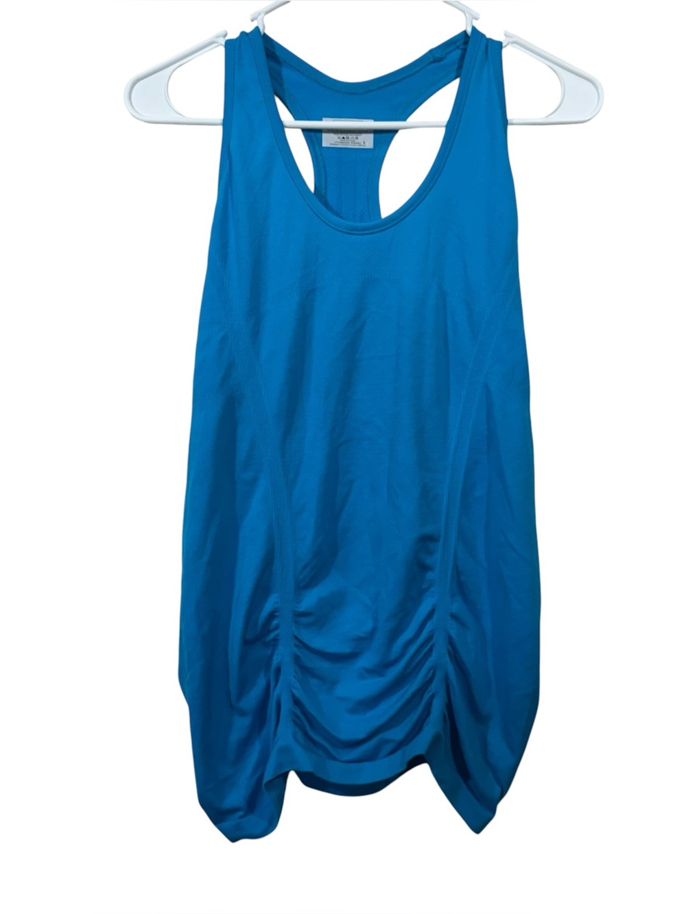 Athleta Turquoise Blue Fastest Track Ruched Racerback Athletic Tank Top